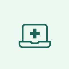 medical cross on laptop screen